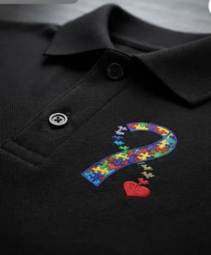 Camisa polo preta Autismo