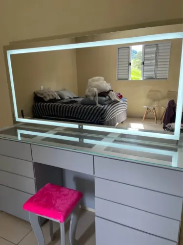 Penteadeira MDF Cinza com LED - Fabricamos sob encomenda