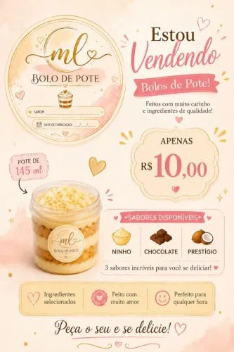 Vende se bolo no pote