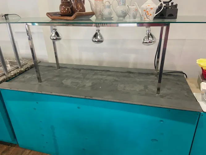 Buffet de Ardósia inox vidro temperado.