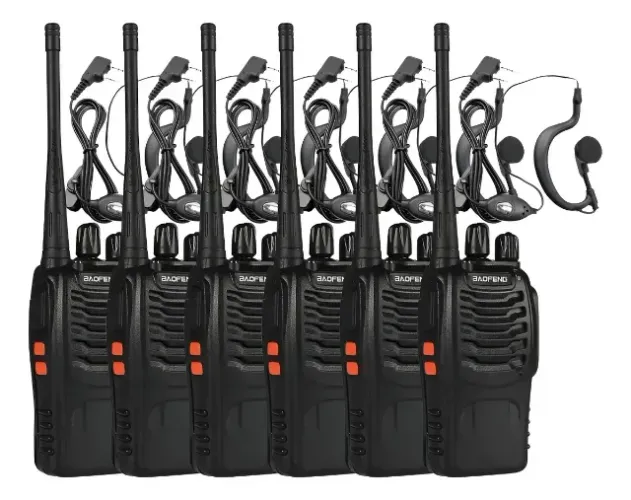 Kit 6 Radios Comunicador Baofeng 777s Profissional Ht Uhf + 6 fones segurança FBI
