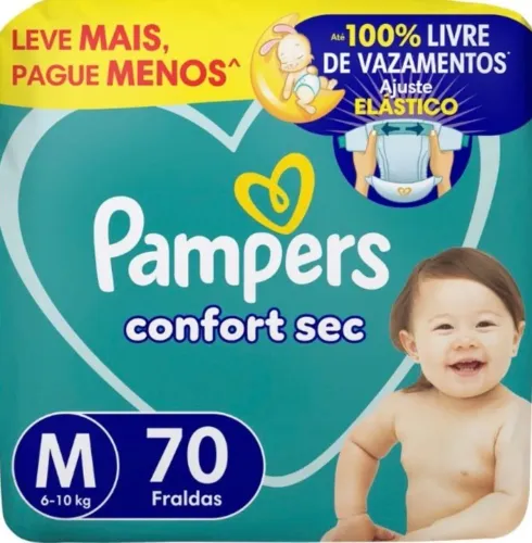 fralda Pampers Comfort Sec M 70un