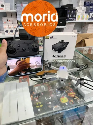 Drone A15 Pro Dobrável Dual Câmera 4K HD, Controle Remoto, Drone para Iniciantes