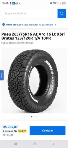 Pneus Xbri Brutus 265/75 R16 novo