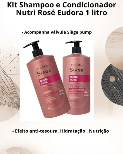 Kit Shampoo e Condicionador Eudora Siàge Nutri Rosé 1L