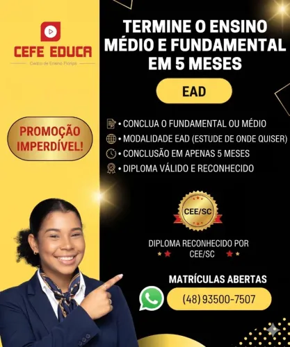 Supletivo rápido EAD-  Termine o fundamental ou Médio em 5 meses 