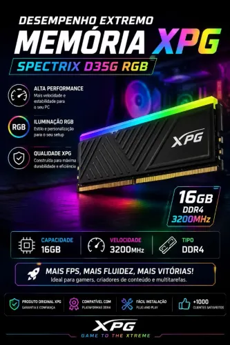 Memória RAM XPG Spectrix D35G RGB 16GB DDR4 3200MHz