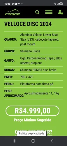 Venda de bike speed Oggi 2024