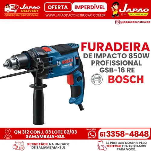 Furadeira de Impacto Profissional GSB 16 RE 850W Bosch 2 Anos de Garantia