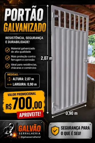 Portão social galvanizado