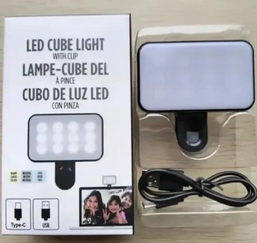 Luz portátil recarregável selfie vídeos 3 tons e intensidade prende no celular pequena