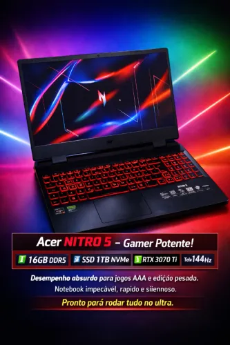 NOTEBOOK ACER RYZEN 7 16GB DDR5 RTX 3070TI 8gb