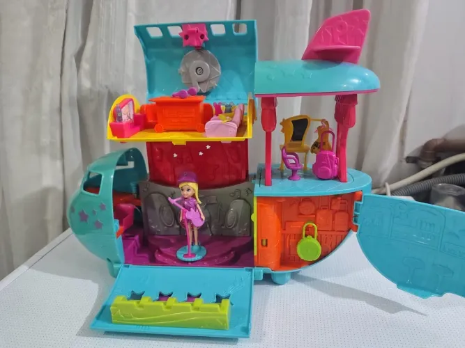 Lote Polly Pocket Original: Avião Starlight Tour + Kit Festa Rock + Brinde 