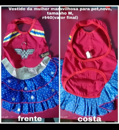 Fantasia para pet da mulher maravilha Tam M nova r$40(valor final)