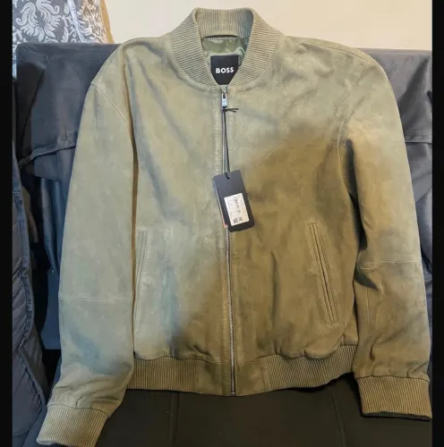 Jaqueta Masculina De Camurça H-Muller Verde Boss