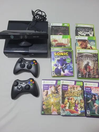 Xbox 360 Bloqueado + HD 250GB + Kinect + 2 Controles + 7 Jogos Originais