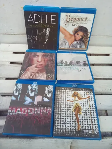 6 blu-ray cantoras pop Mariah Adele Beyoncé Shakira Madonna Katy Perry Gaga Swift