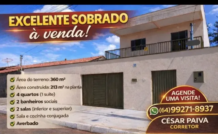 Excelente sobrado à venda em Caldas Novas Go!