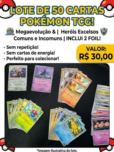 LOTE 52 CARTAS POKEMON TCG COPAG HEROIS EXCELSOS 2 BRILHANTES (FOIL) SEM REPETIÇÃO