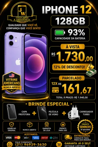 IPHONE 12 128GB ( NOTA + BRINDES ) VITRINE AMERICANO