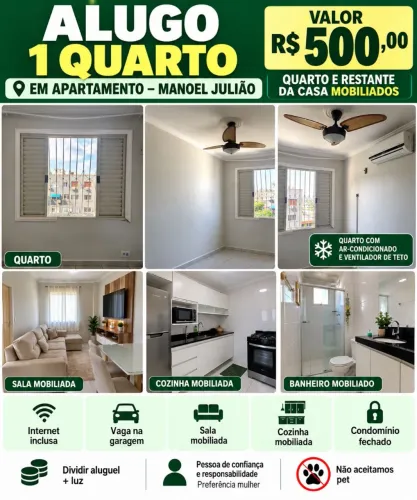 **ALUGO QUARTO - MANOEL JULIÃO**REPÚBLICA <br>