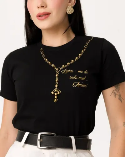 Camiseta T-shirt feminina algodão P e M