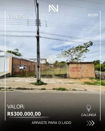 Terreno de 465m² em Calungá Boa Vista, com energia e esgoto, R$300 mil