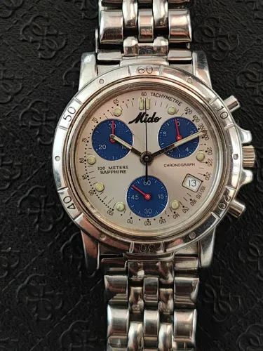 Relógio Mido Cronógrafo Sapphire 7023 Quartz Eta Suíça 100m
