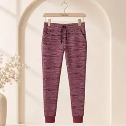 Calça Jogger Moletom Feminina Bordô Riscado - Tamanho P ou M