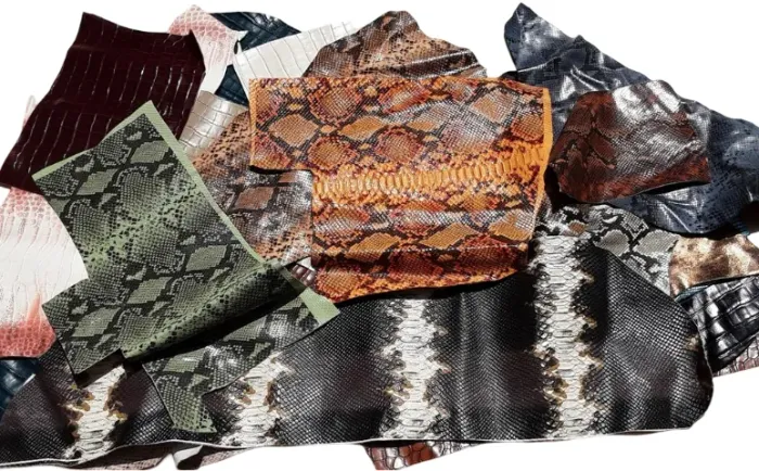 2kg Retalhos Couro Legítimo Estampados Croco Cobra Jacaré em Alto Relevo