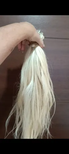 Cabelo 100% humano loiro claro 55 cm