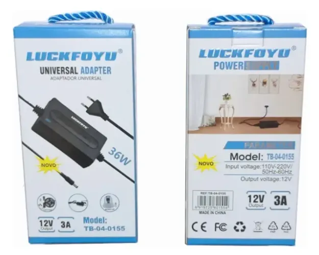 Fonte de Alimentação Eletrônica 36W 12V 3A Bivolt