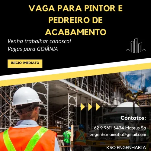 Vaga para pintor e pedreiro de acabamento. 