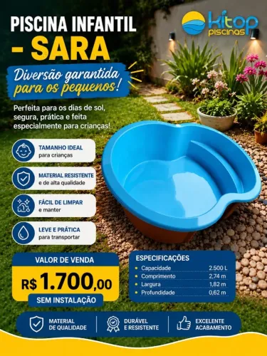 Vendo Piscina de Fibra Infantil $ 1.700 de 2.500 L Direto da Fábrica