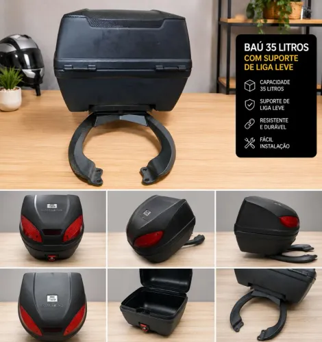 Vendo Bauleto pra moto com suporte de liga leve.