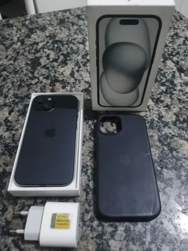 Iphone 15 256gb preto fosco, 91% bateria+ carregador original, capinha e caixa 