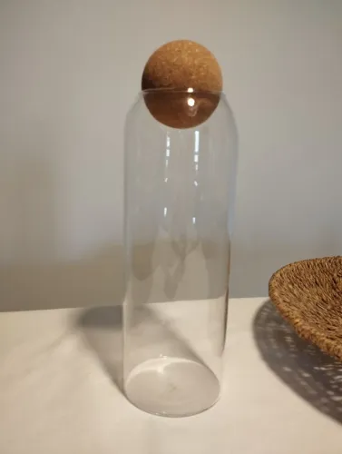 Garrafa Vaso Vidro e Cortiça Retrô Vintage