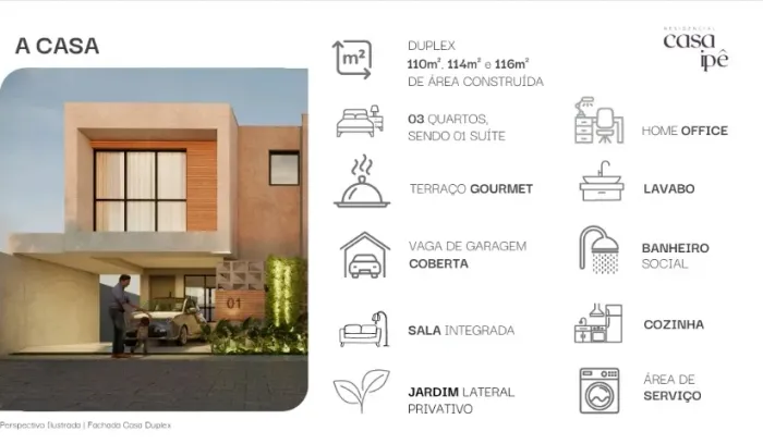 Condomínio Ipê - Casa Duplex 3/4 com 1 suíte de 110 m², 2 vagas por 573.999