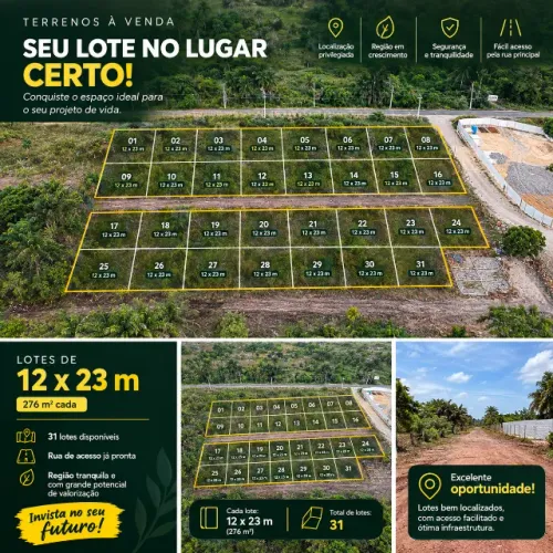Terreno 12x23m em Salinas da Margarida - Pronto para Construir!