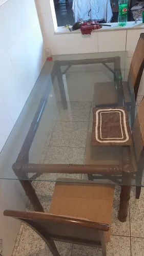 Mesa de vidro retangular 