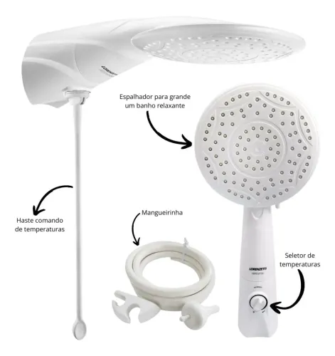 Ducha Advanced Lorenzetti  Multi temperatura 6400w 220v Acabamento Brilhante Cor Branco