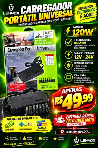 Carregador Portátil Universal 120w Bivolt Preto