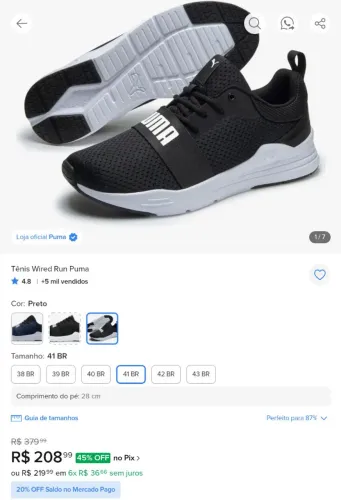 Tênis Wired Run Puma Usado 2x