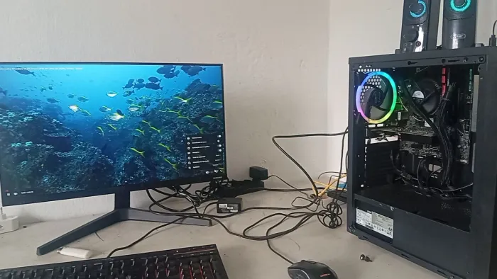 PC game placa Asus i3 da 10 geração mvme 250 memória ddr4 16 Gb 1 lente fonte corsai vs500