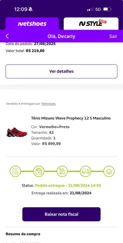 Tenis mizuno Prophecy novo R$ 450
