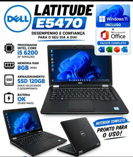 Notebook Dell latitude E5470 , 8gb, ssd 120gb, Windows 11, bateria ok + pacote Office.