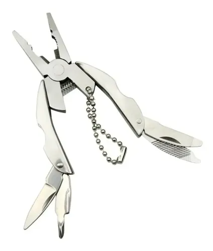 chaveiro alicate mini tipo anivete multi funções inox 90mm