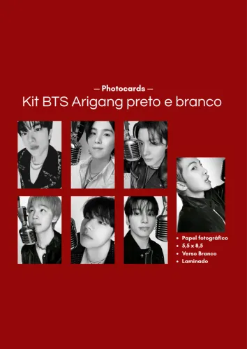 Photocard BTS Arirang preto e branco - Fan made