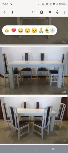 Conjunto de mesa de jantar <br>medindo 1,72 x 0,80 m + 6 cadeiras