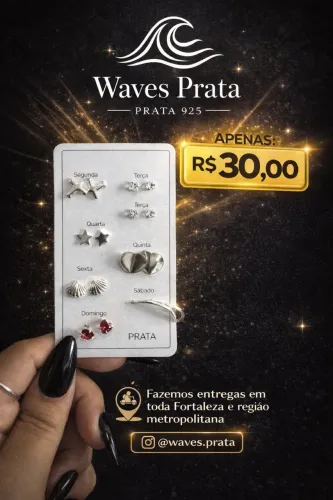 Cartela com Sete Pares de Brincos Prata 925